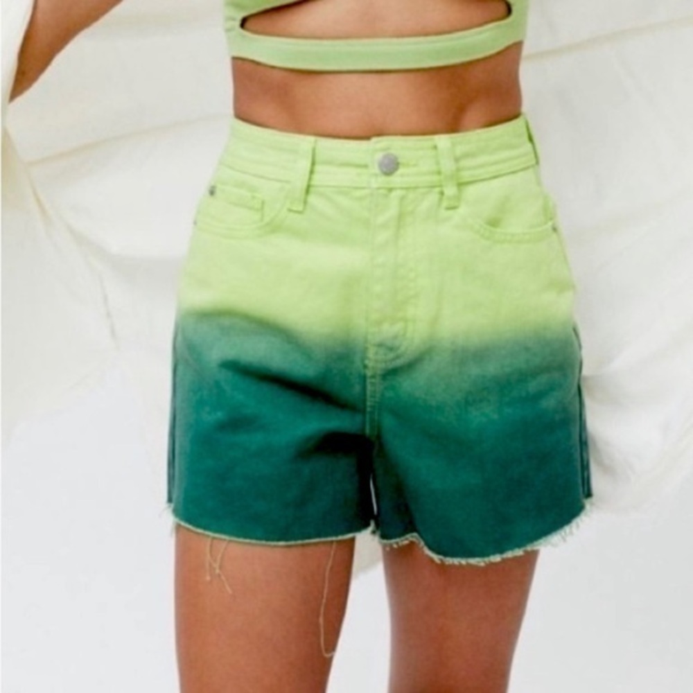 Urban Outfitters Green Ombre Jean Shorts